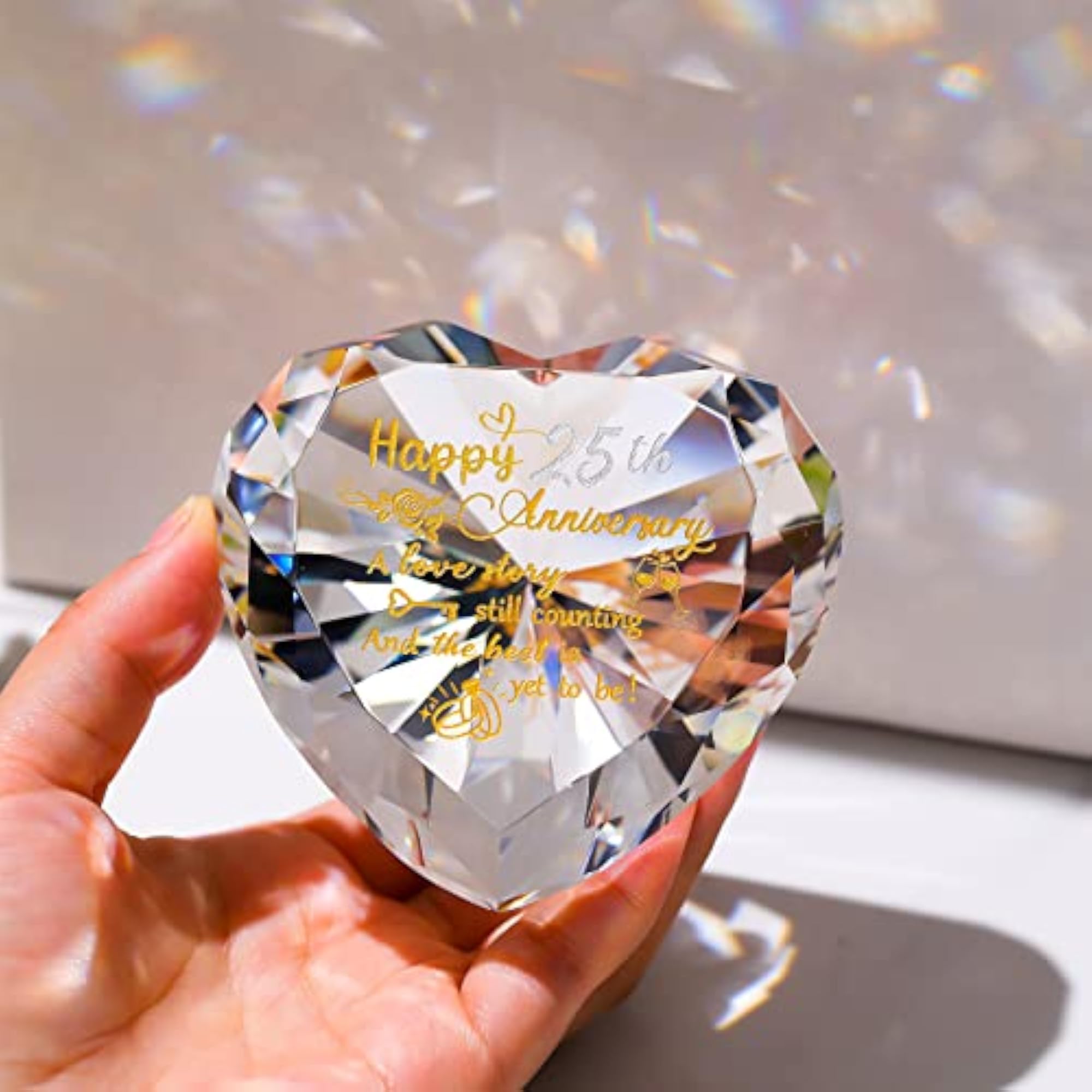 25th Silver Wedding Anniversary Heart Crystal Keepsake